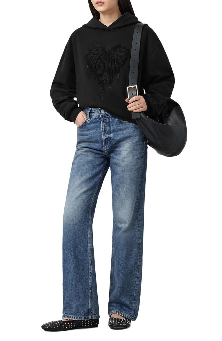 AllSaints Trip Pippa Cotton Hoodie, Alternate, color, Black