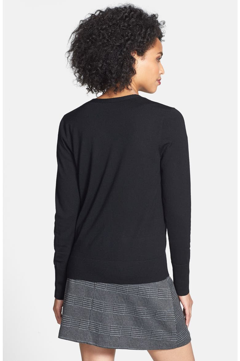 Zip Pocket V-Neck Cardigan, Alternate, color, BLACK