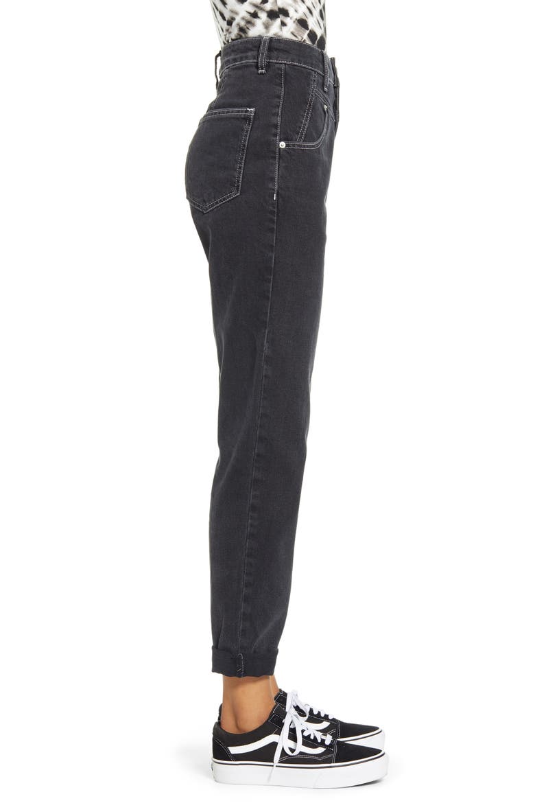 Urban Outfitters Acid Wash High Waist Nonstretch Mom Jeans, Alternate, color, BLACK