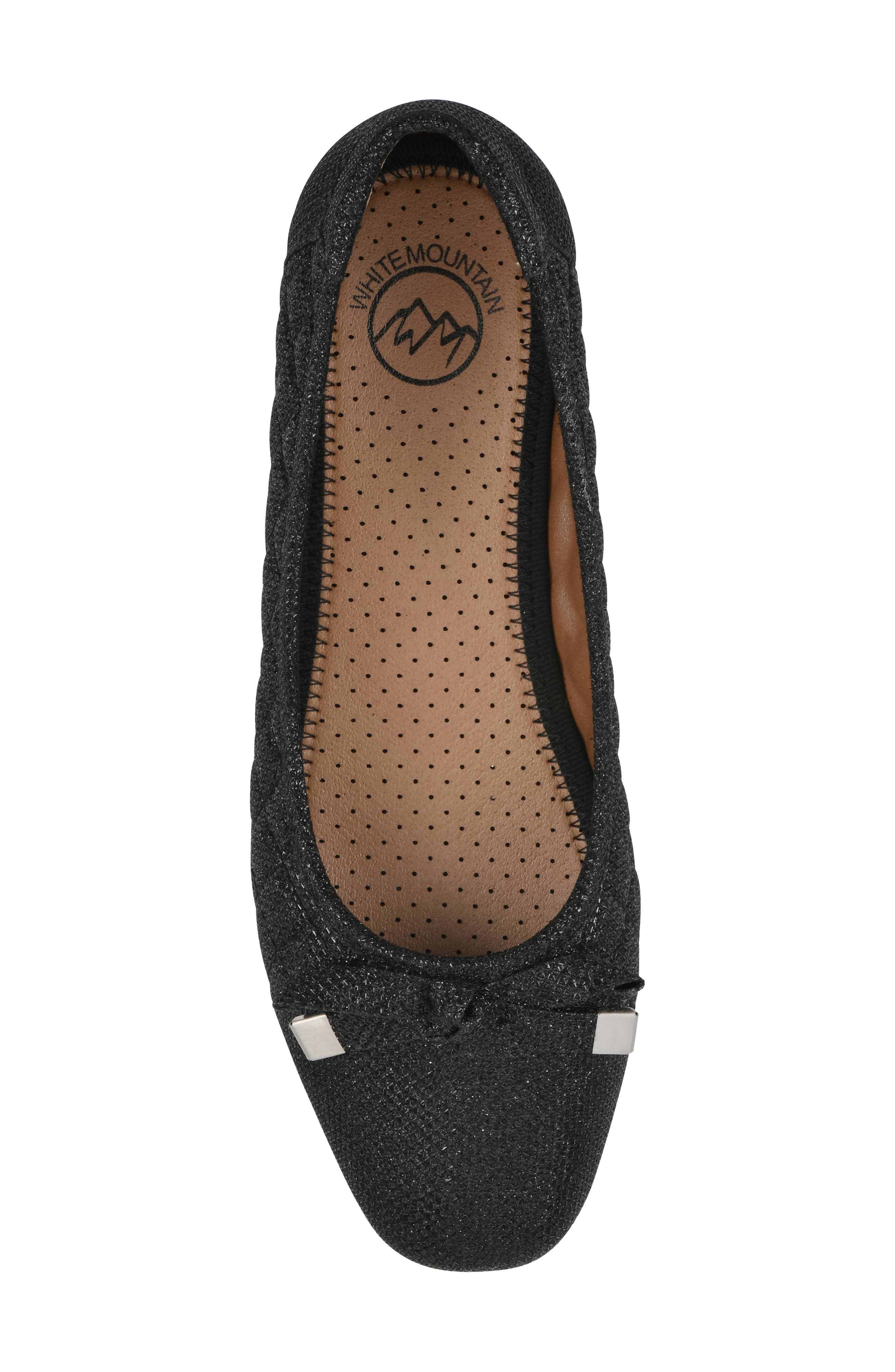 White Mountain Footwear Bocah Cap Toe Ballet Flat, Alternate, color, Black Glitter Fabric