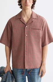 Scotch & Soda Oversize Microcheck Cotton Camp Shirt