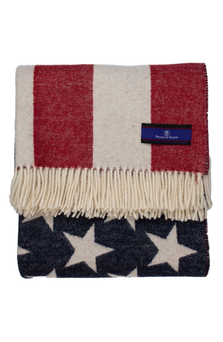 Prince of Scots American Flag Merino Wool Throw, Alternate, color, Multi Color