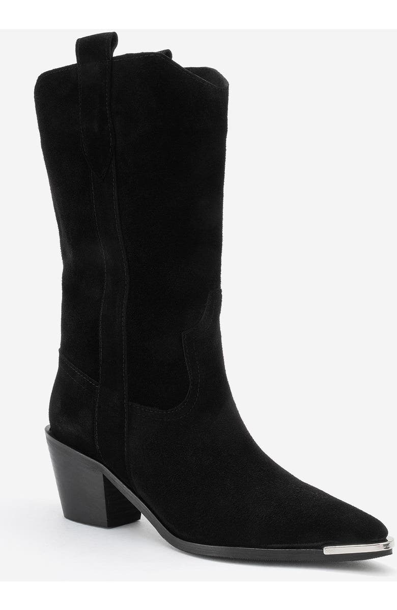 Forever & Always Shoes Alvi Leather Western Boot, Main, color, Black Suede