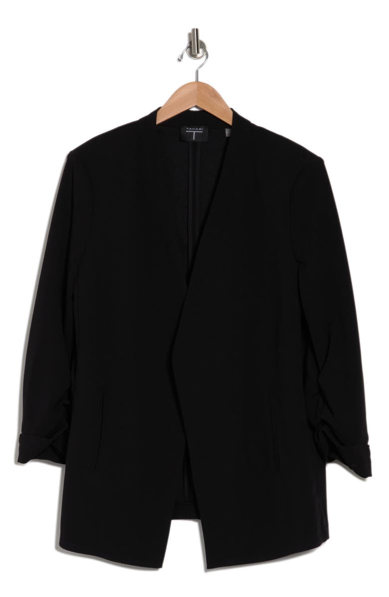 T Tahari Collarless Open Front Blazer, Alternate, color,