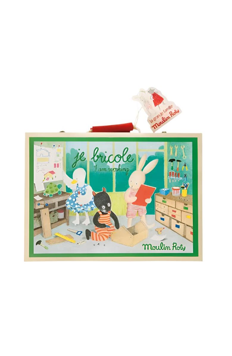 Moulin Roty Suitcase - Handyman Tool Set - The Big Family, Main, color, Green