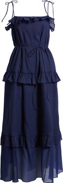 Julia Jordan Tie Strap Tiered Midi Dress