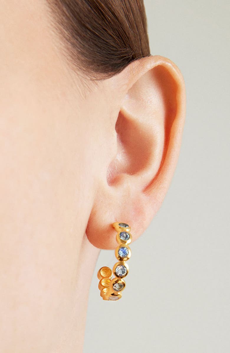 Dean Davidson Small Signature Eternity Hoop Earrings, Alternate, color, Yellow Gold/ Moonstone