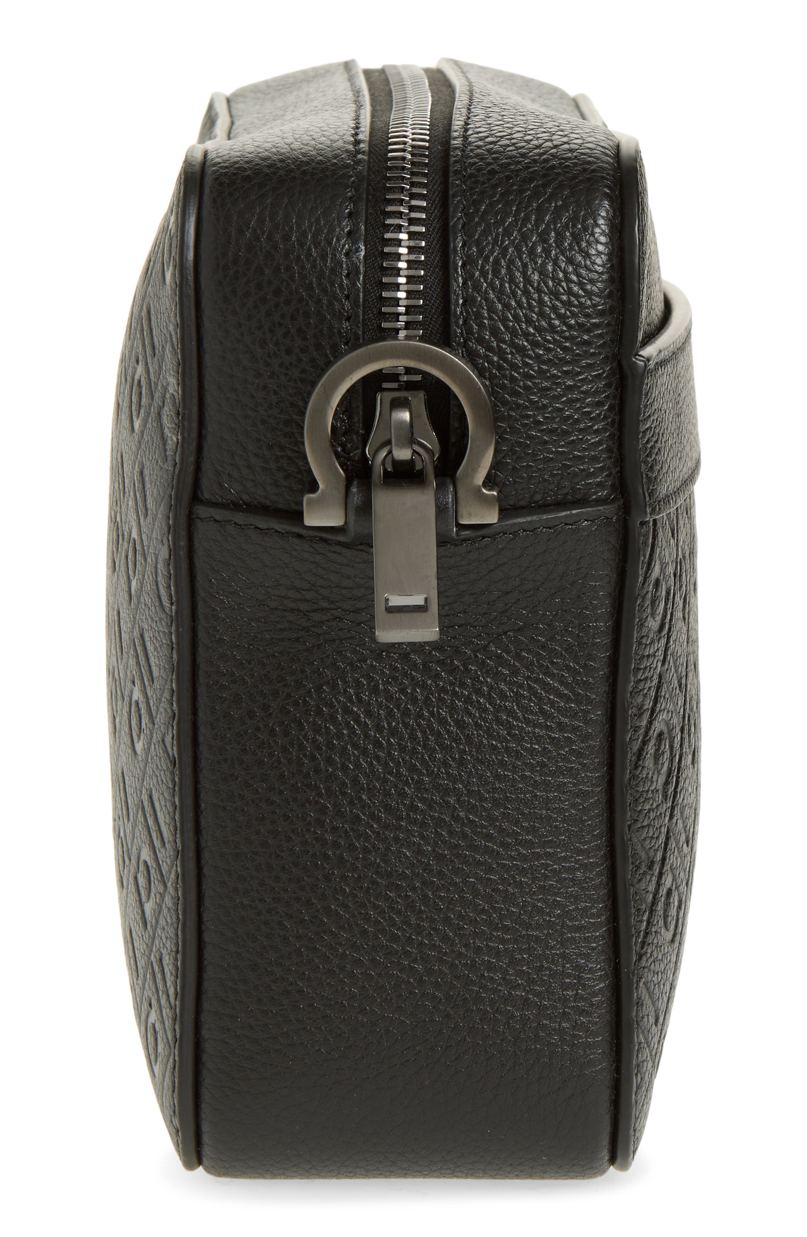 FERRAGAMO Embossed Gancini Shoulder Bag, Alternate, color, Nero