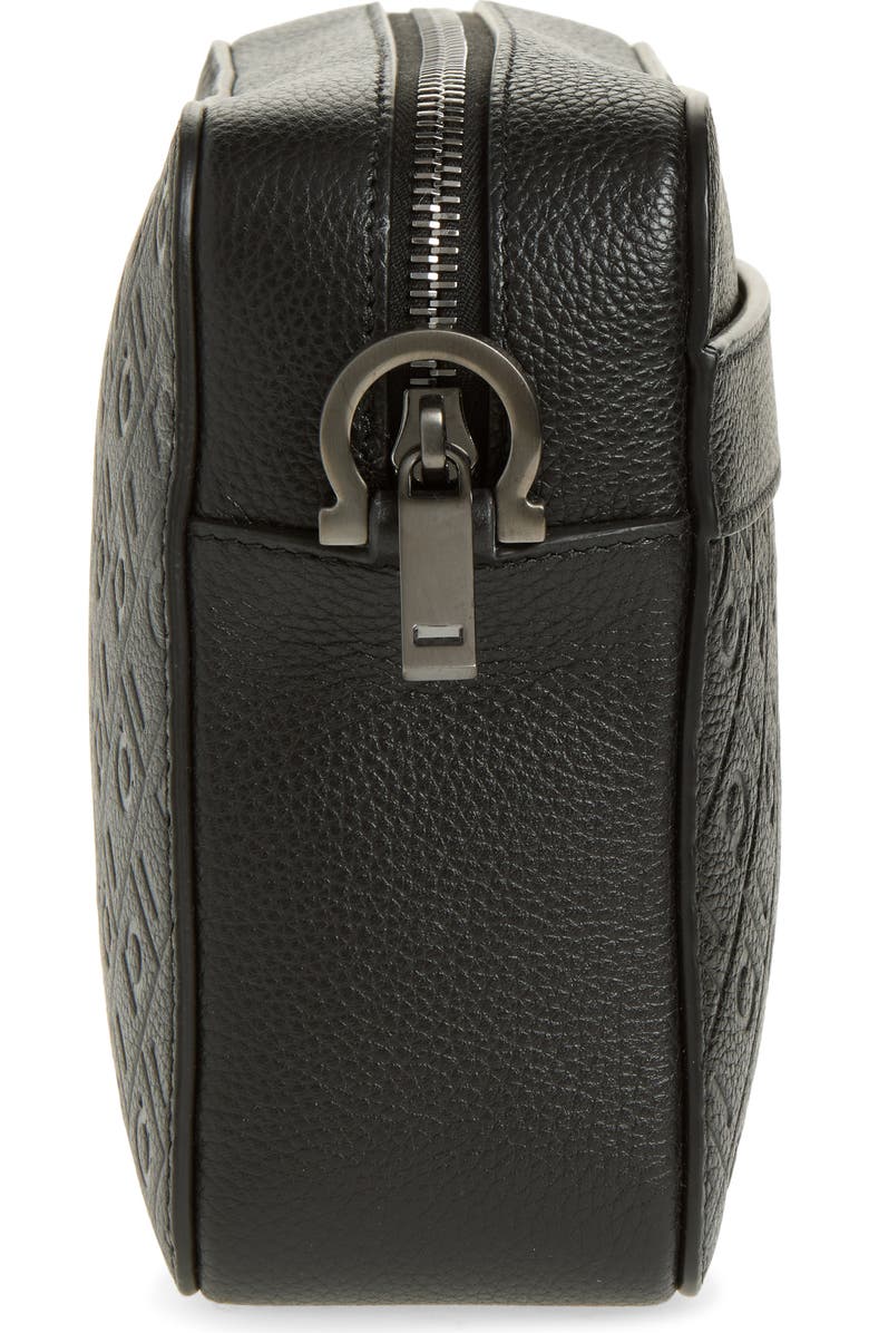 FERRAGAMO Embossed Gancini Shoulder Bag, Alternate, color, Nero