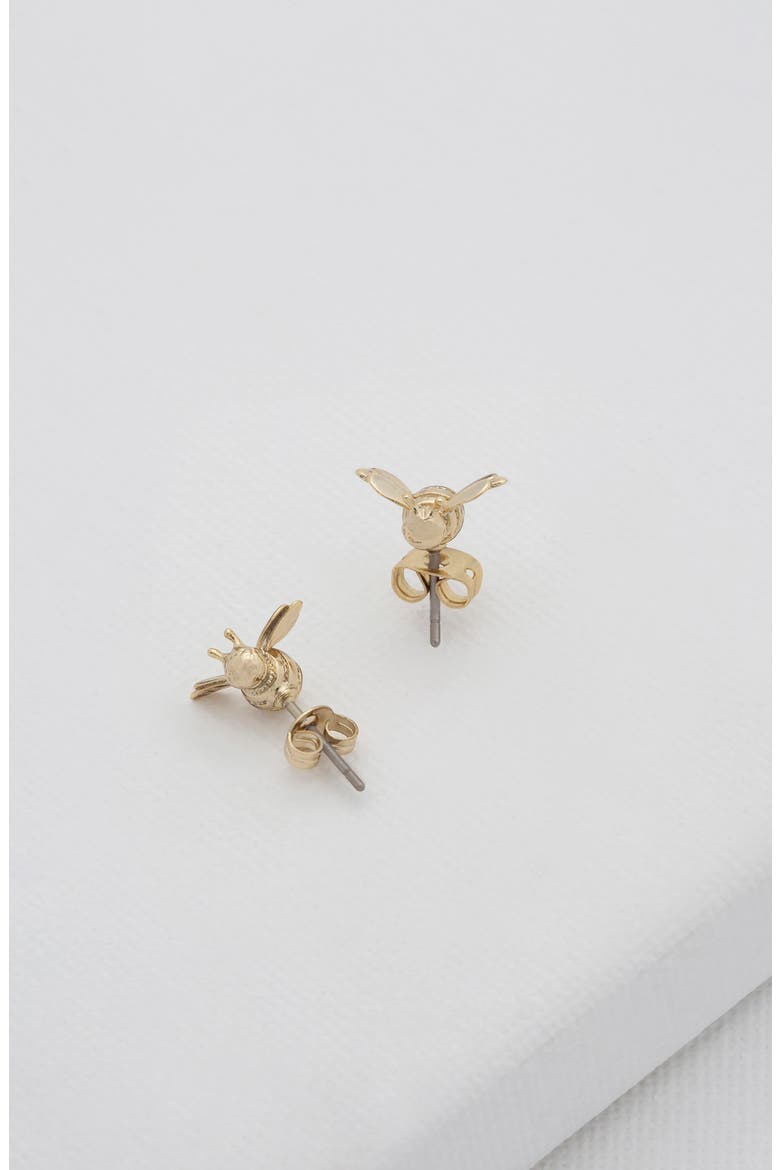 Beelii Bee Stud Earrings, Alternate, color, BRUSHED GOLD TONE