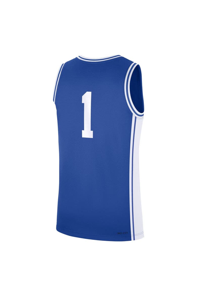 Men's Nike #1 Royal Duke Blue Devils Road Replica Jersey, Alternate, color, Royal