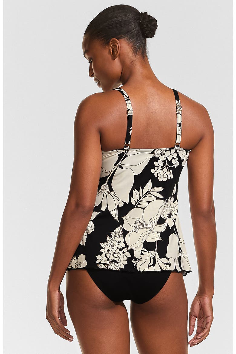 Tulip Hem Tankini Top, Alternate, color, Black/Egret Lilies