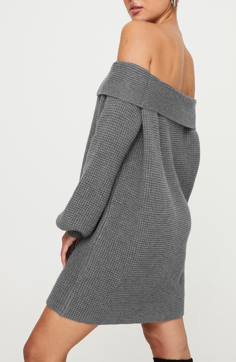 Princess Polly Deya Off the Shoulder Long Sleeve Minidress, Alternate, color, 