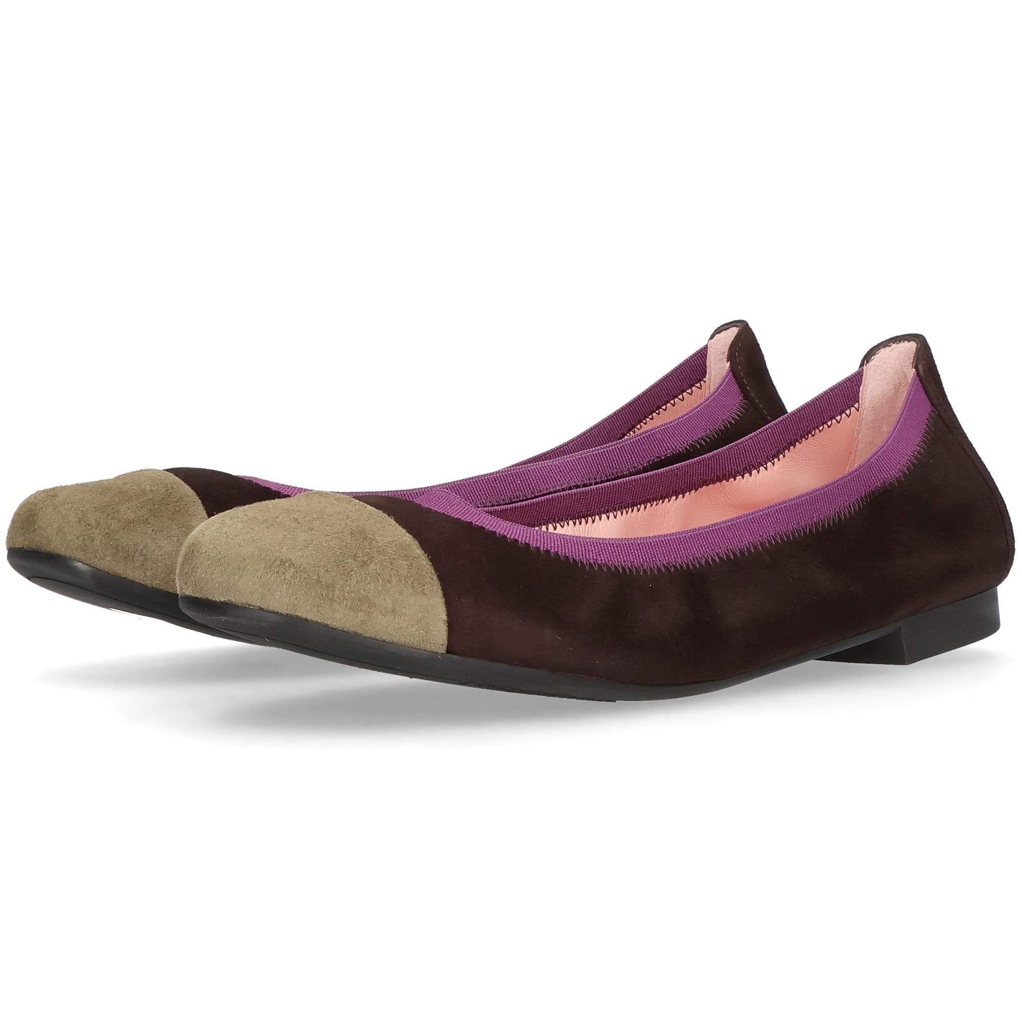 Pretty Ballerinas Round toe elasticated ballet flat, Alternate, color, Brown
