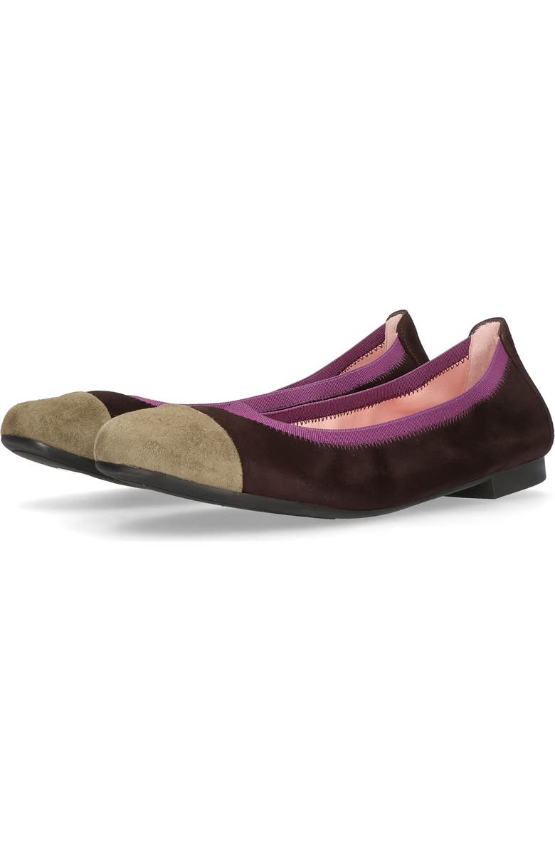 Pretty Ballerinas Round toe elasticated ballet flat, Alternate, color, Brown