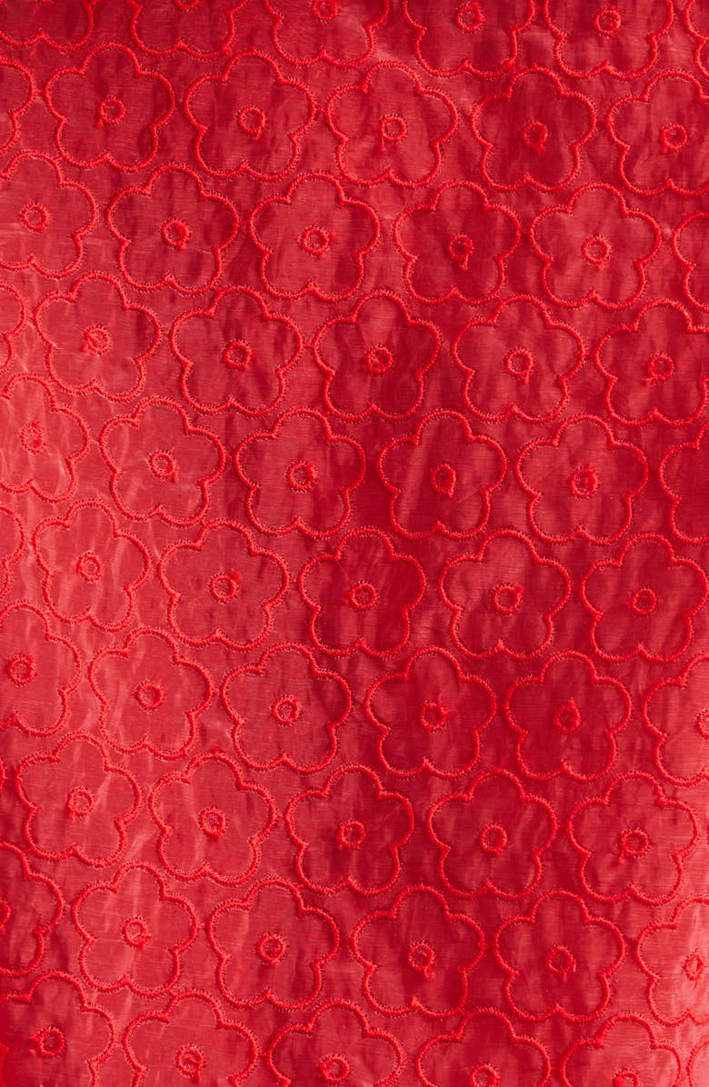 Cecilie Bahnsen Aisha Windflower Embroidered Sheer Organza Jacket, Alternate, color, Red