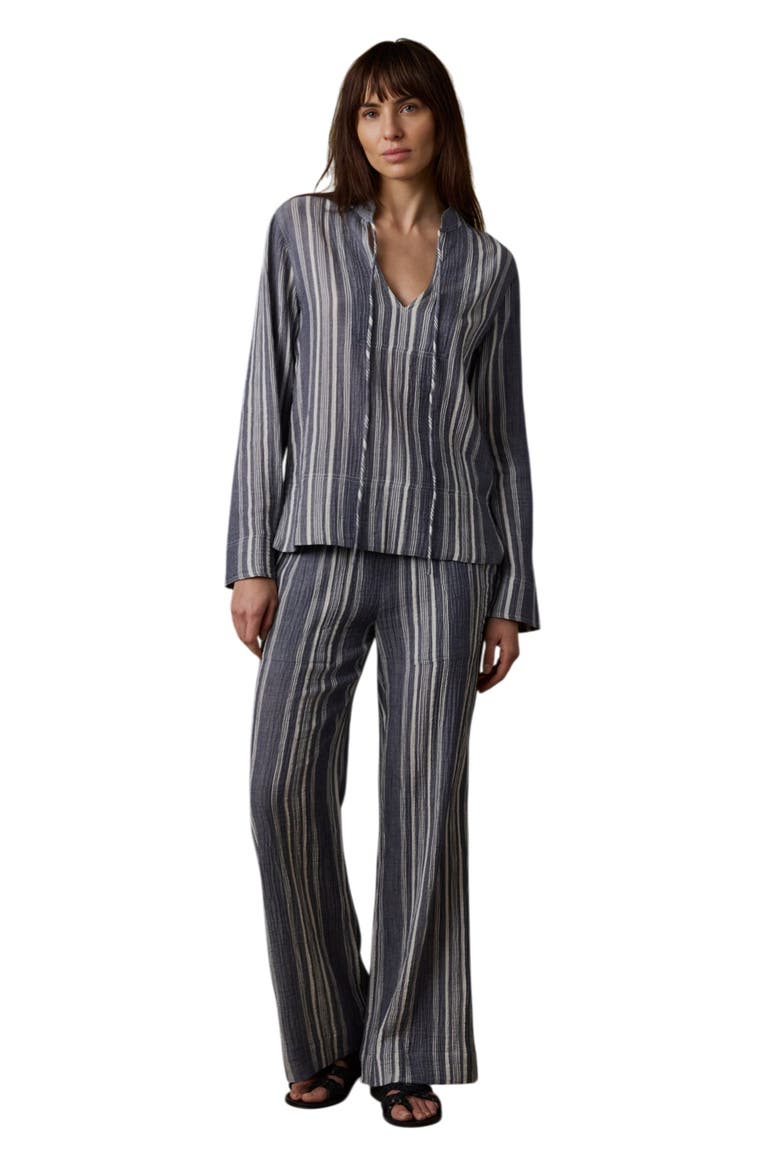 Dune Organic Cotton Wide Leg Pants, Alternate, color, SEA BREEZE STRIPE