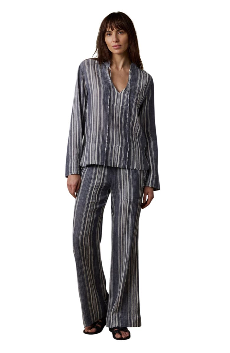 Faherty Dune Organic Cotton Wide Leg Pants, Alternate, color, Sea Breeze Stripe