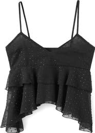MANGO TEEN Ruffle Clip Dot Tiered Crop Top
