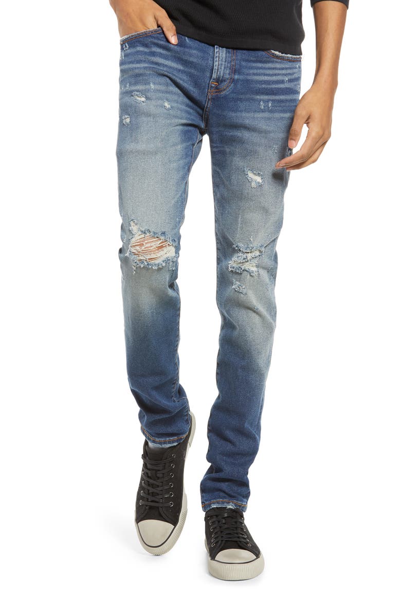 Punk Men's Ripped Super Skinny Jeans, Main, color, STOKE