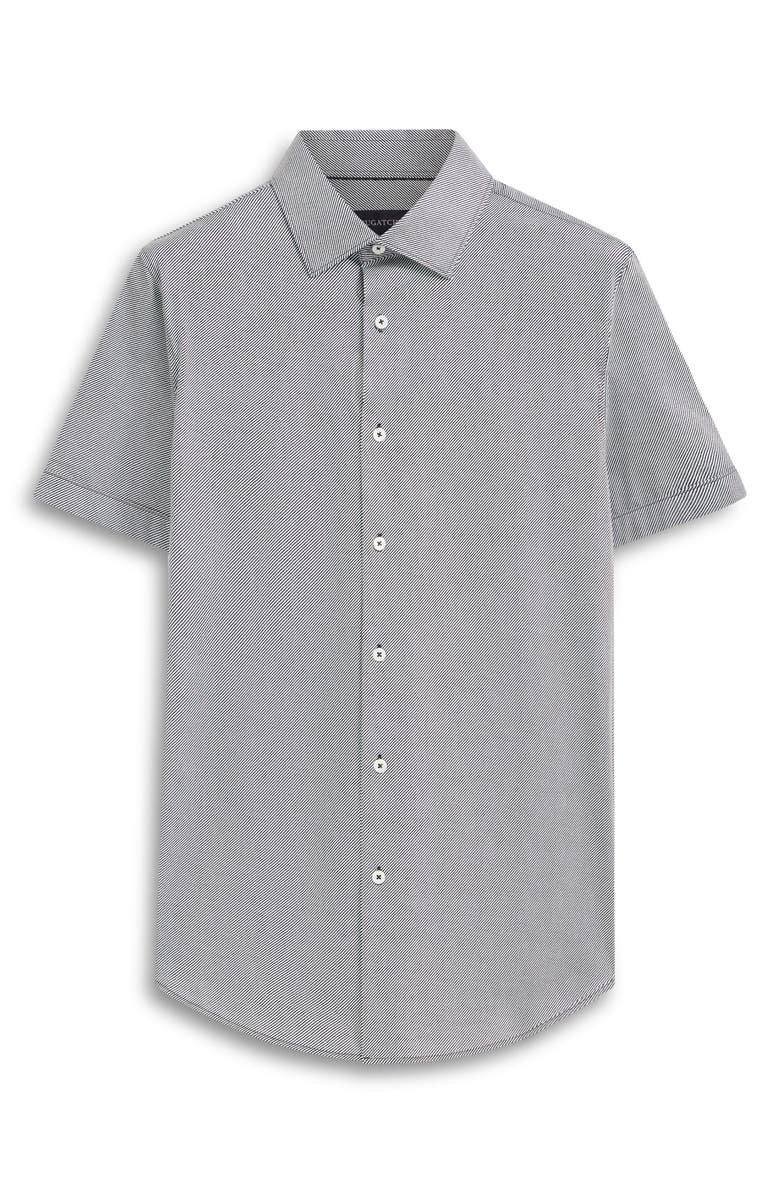 Bugatchi Miles OoohCotton<sup>®</sup> Pinstripe Short Sleeve Button-Up Shirt, Alternate, color,