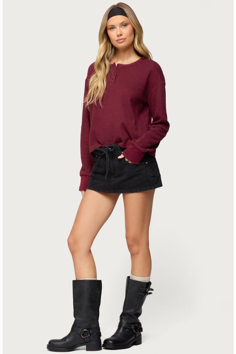 Deni Henley Shirt, Alternate, color, BURGUNDY
