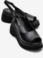 Forever & Always Shoes Laure Leather Wedge Sandal