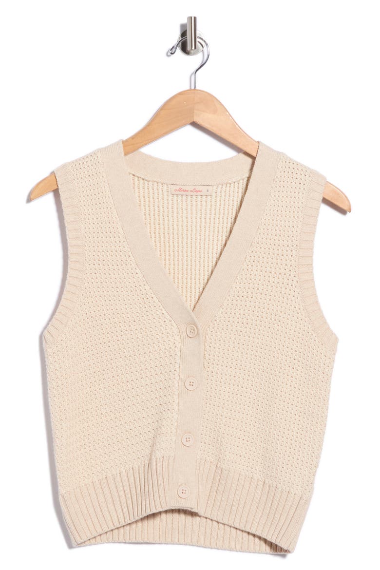Robin Open Knit Sweater Vest, Main, color, CREAM