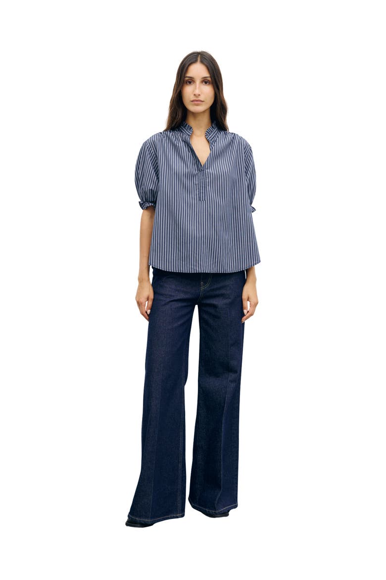 Louann Short Tie Sleeve Blouse, Alternate, color, Ink