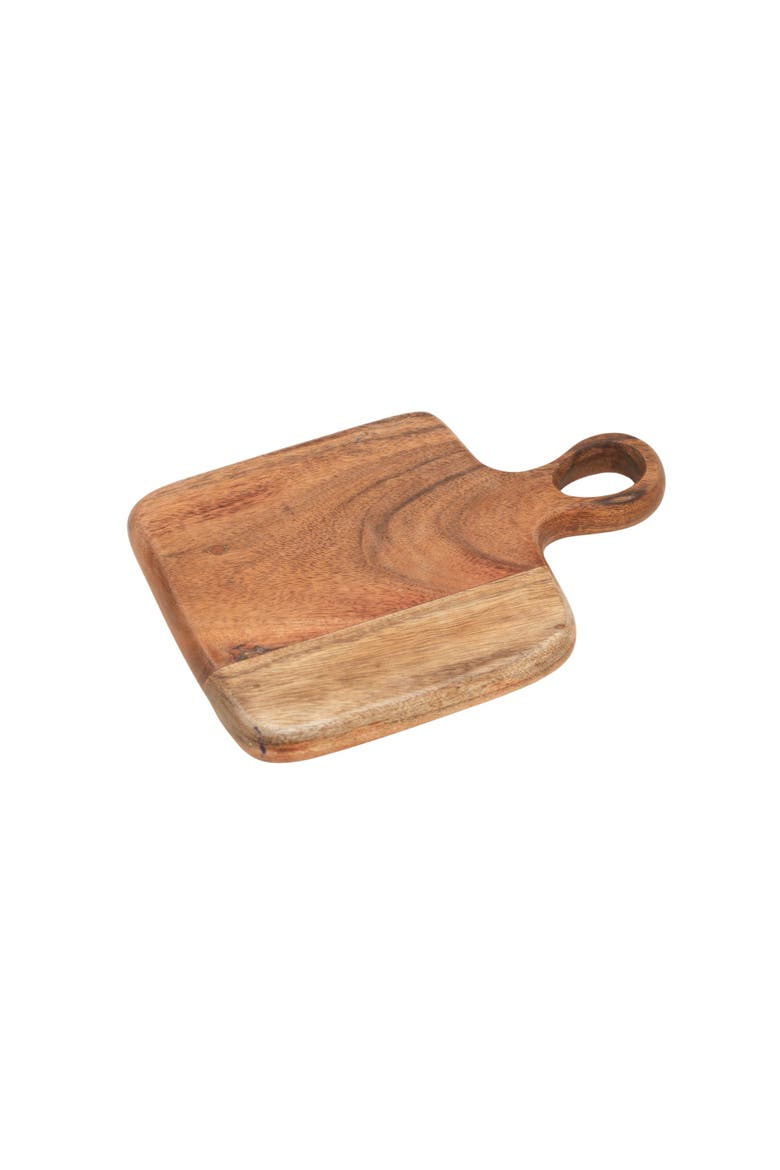 Round Acacia Wood Cutting Board with Handle, Main, color, Natural Wood