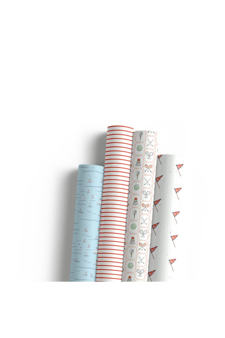 Eight Sheets Two-Sided "Club Life" & "Sails Up" Heavyweight Gift Wrap, Main, color, Multicolored