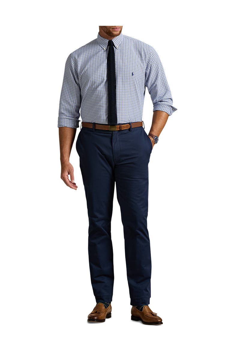Polo Ralph Lauren Big & Tall Performance Oxford Gingham Sport Shirt, Alternate, color, White Blue