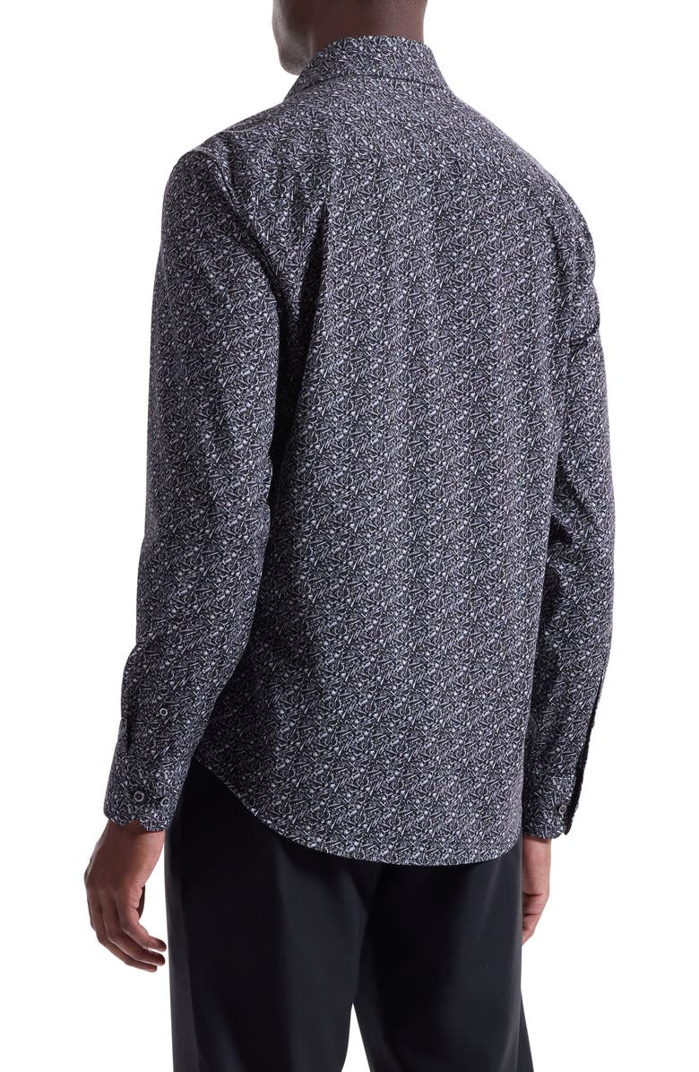 Bugatchi James OoohCotton<sup>®</sup> Music Print Button-Up Shirt, Alternate, color, Black