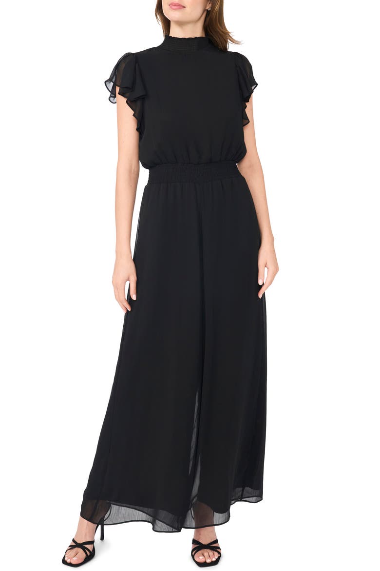 Smocked Waist Jumpsuit, Main, color, RICH BLACK