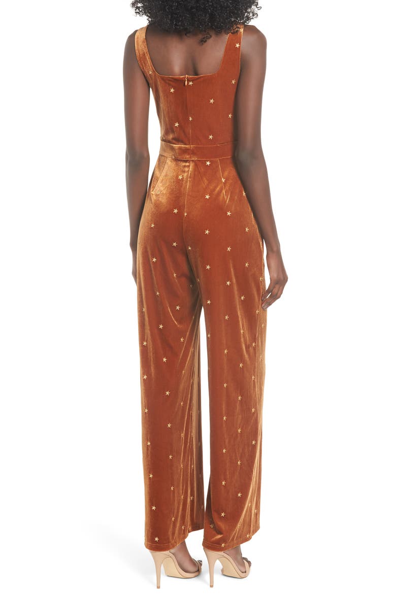 Star Velvet Jumpsuit, Alternate, color, RUST