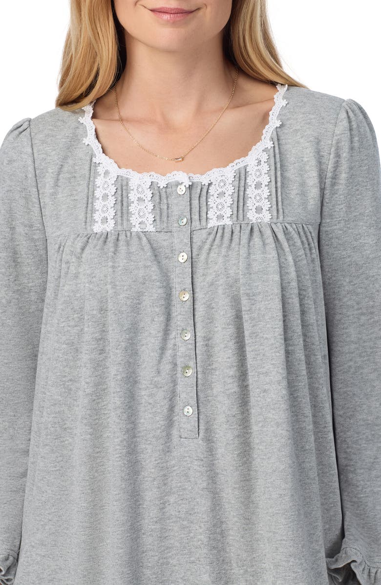 Eileen West Cotton Blend Interlock Ballet Nightgown, Alternate, color, Grey Heather