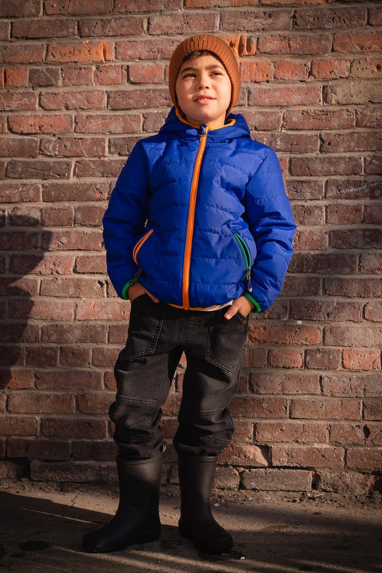 Quilted Hooded Zip Pocket Mid-Season Jacket, Alternate, color, Royal Blue