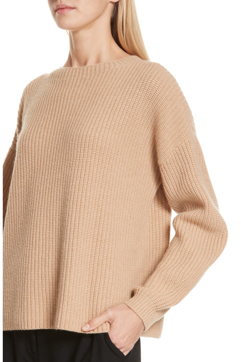 Crewneck Shaker Cashmere Sweater, Alternate, color, CLAY