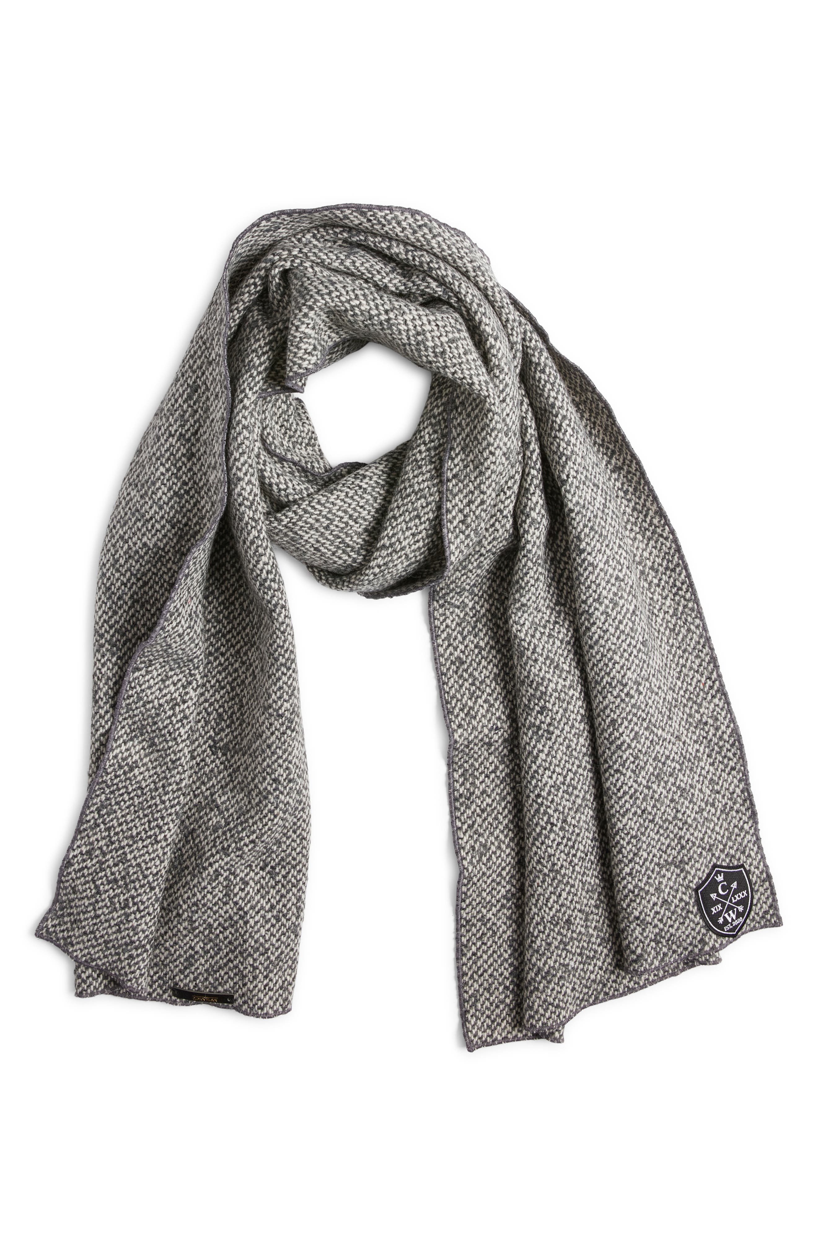 CLIFTON WILSON Herringbone Wool Scarf in Gray 