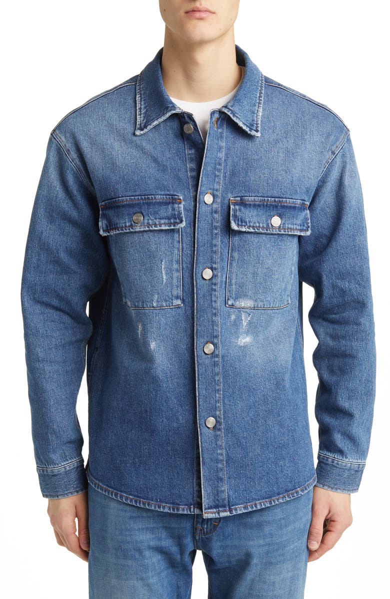 NN07 Roger 1871 Distressed Stretch Denim Overshirt, Alternate, color, 