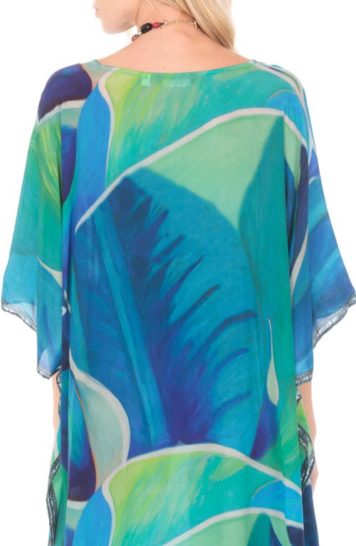 Apny Elbow Sleeve High-low Caftan Dress In Multi