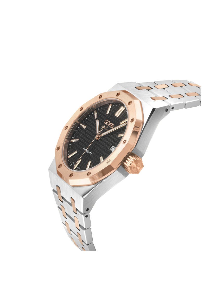 Gotham Automatic Bracelet Watch, 41mm, Alternate, color, SILVER/ ROSE GOLD