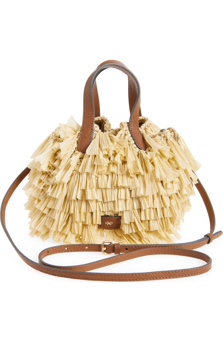 Anya Hindmarch Small Eyes Raffia Drawstring Bucket Bag, Alternate, color,