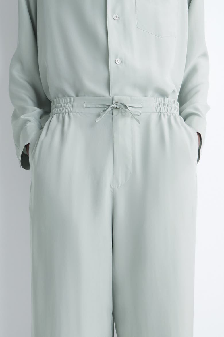 Silk Relaxed-fit Straight-leg Pants, Alternate, color, SAGE GREEN