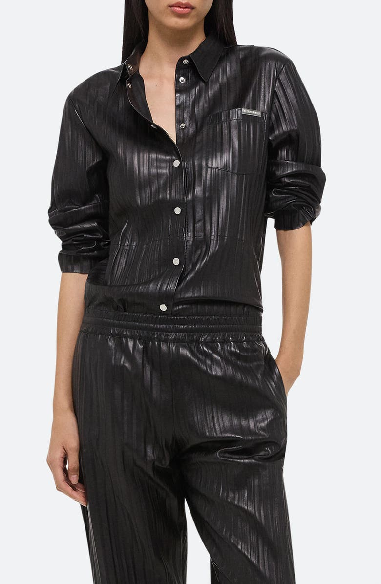 Helmut Lang Pleated Leather Shirt, Main, color, 