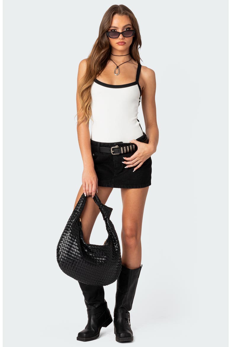 Contrast Rib Bodysuit, Alternate, color, BLACK-AND-WHITE