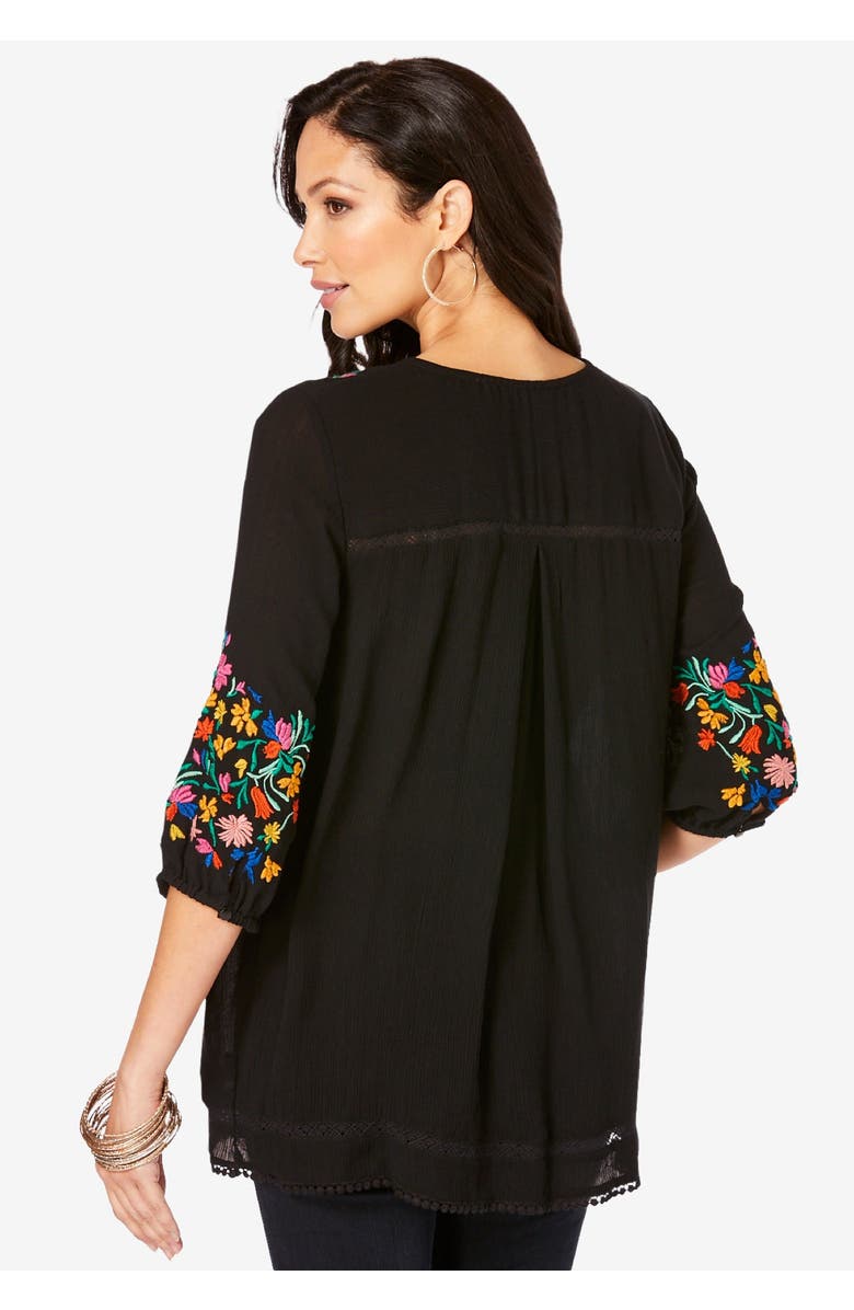 Roaman's Boho Floral Tunic, Alternate, color, Ivory Boho Floral