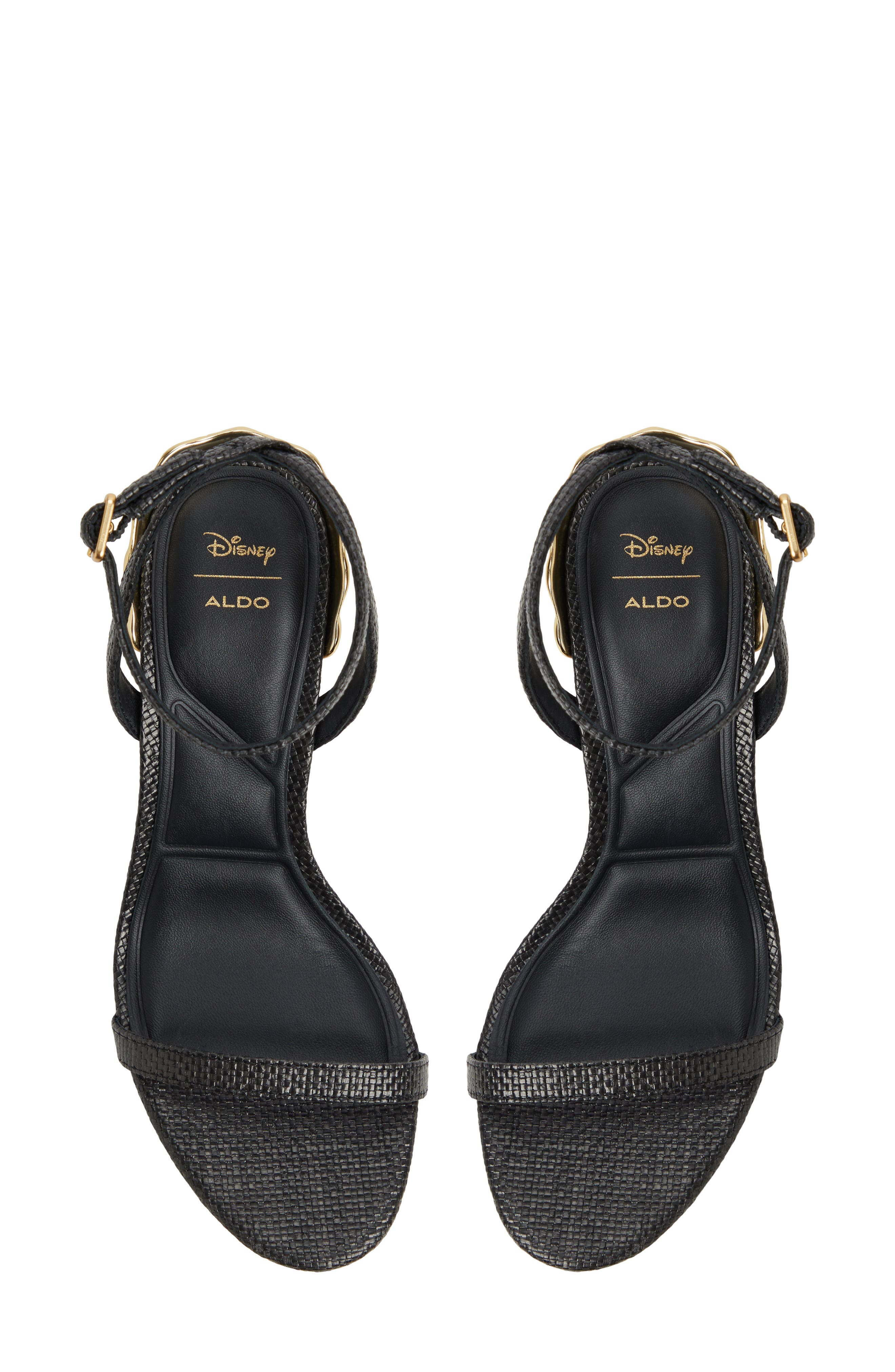 ALDO x Disney Ursula Ankle Strap Sandal, Alternate, color, Black