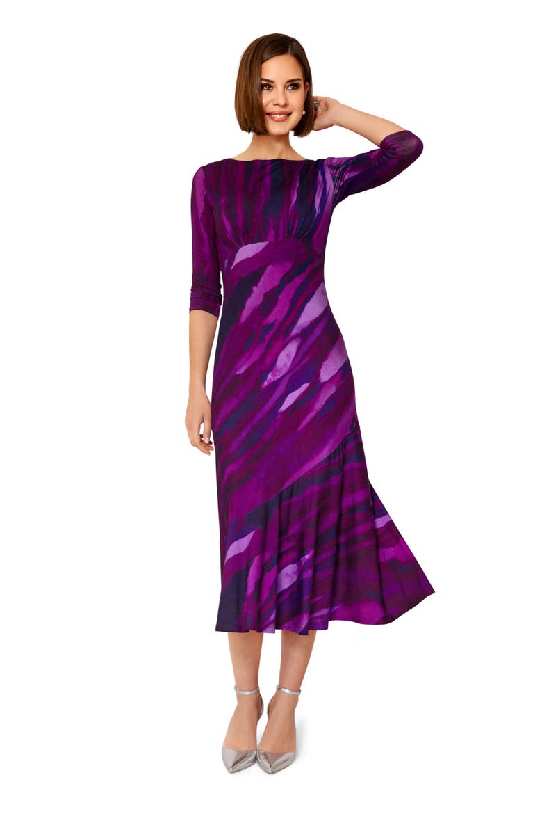 Asymmetric Bias Cut Midi Dress, Main, color, Vivid Plum