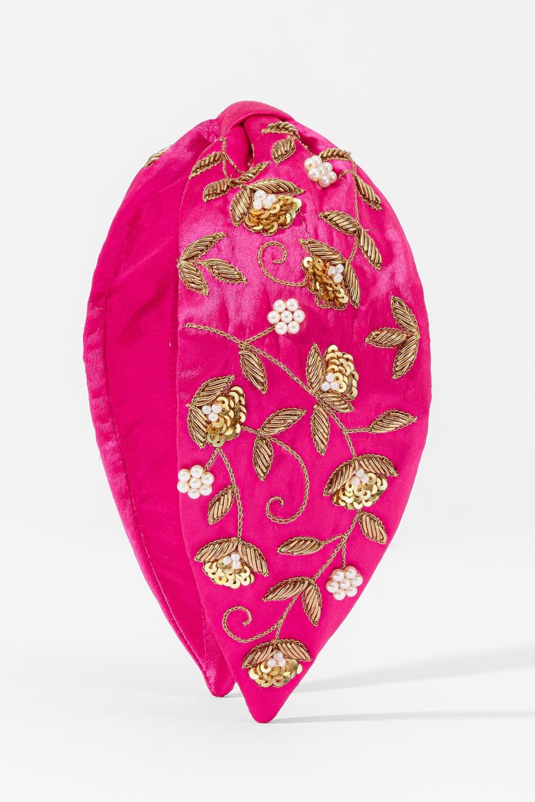 Fuchsia Blossom Embellished Headband, Main, color, Pink